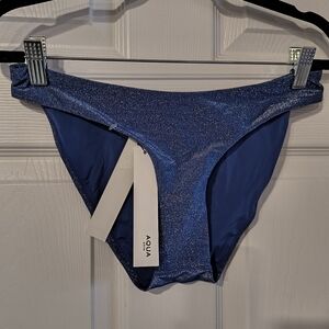 Aqua Swim Sz S Blue Glitter Bikini Bottom